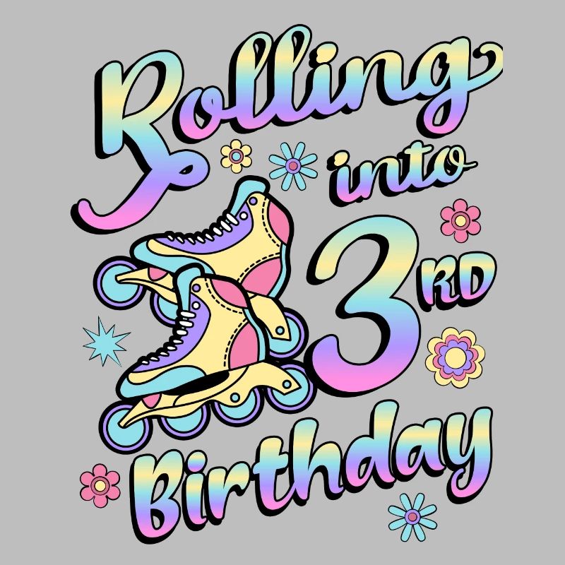 Rolling Into 3rd Birthday Roller Skater Inline