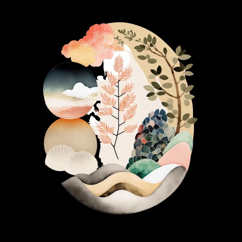 Japandi egg, round design in japandi style