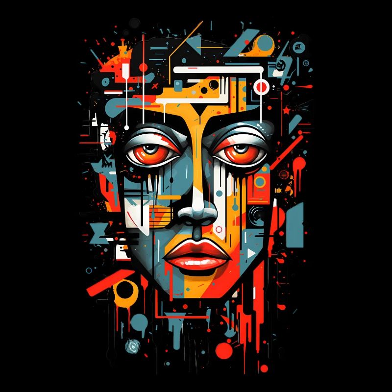 Abstract Head Colorful Graffiti Art Cubism