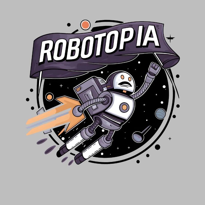 Robotopia Flag-Waving Space Jetpack Robot Art