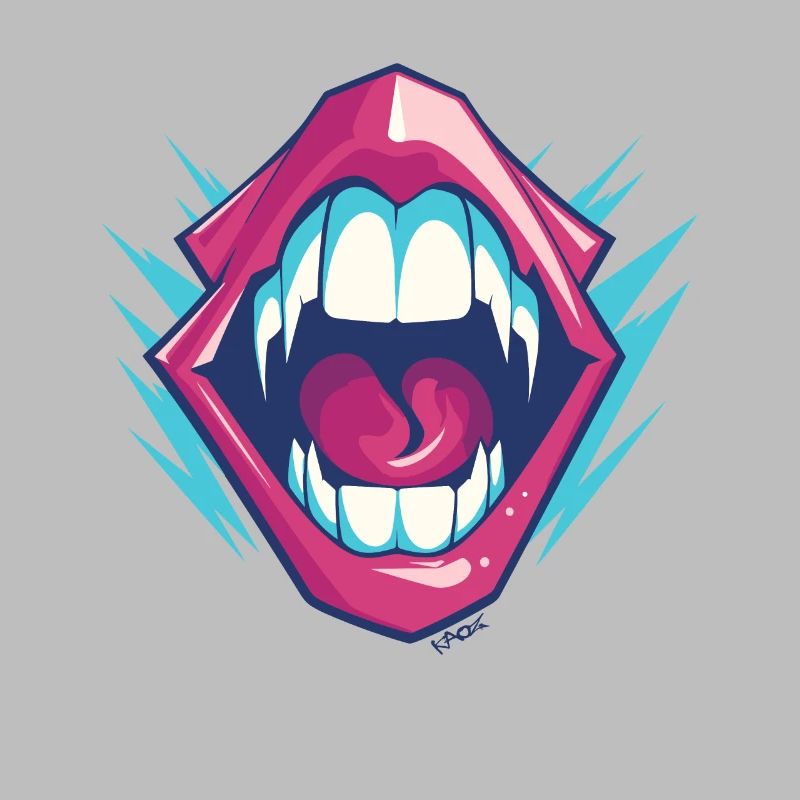 Vampire dentition with sharp teeth