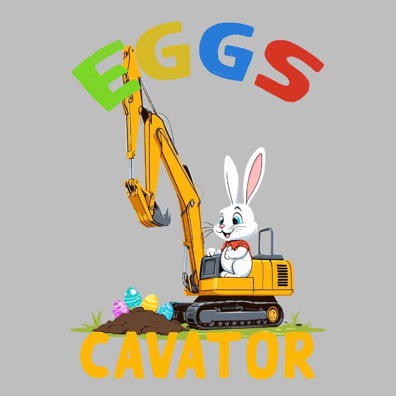 Funny Easter Saying Easter Bunny Excavator Driver