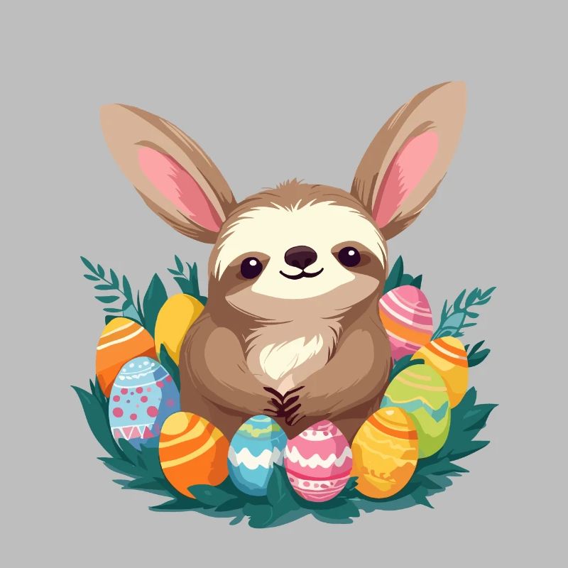 Funny Sloth Easter Bunny Iconic Easter