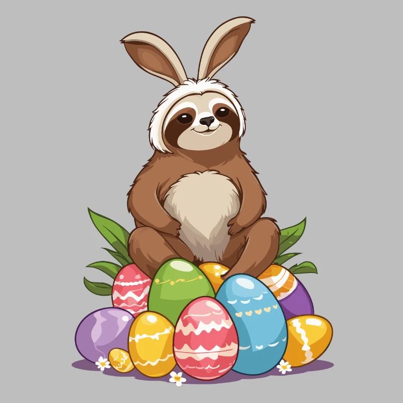 Funny Sloth Easter Bunny Iconic Easter