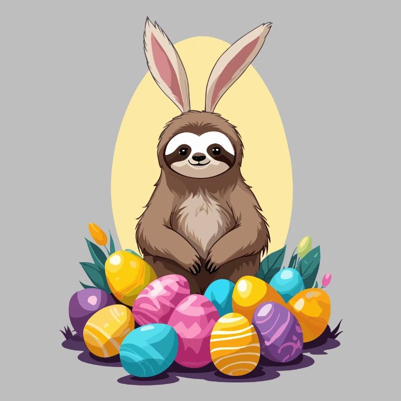 Funny Sloth Easter Bunny Iconic Easter