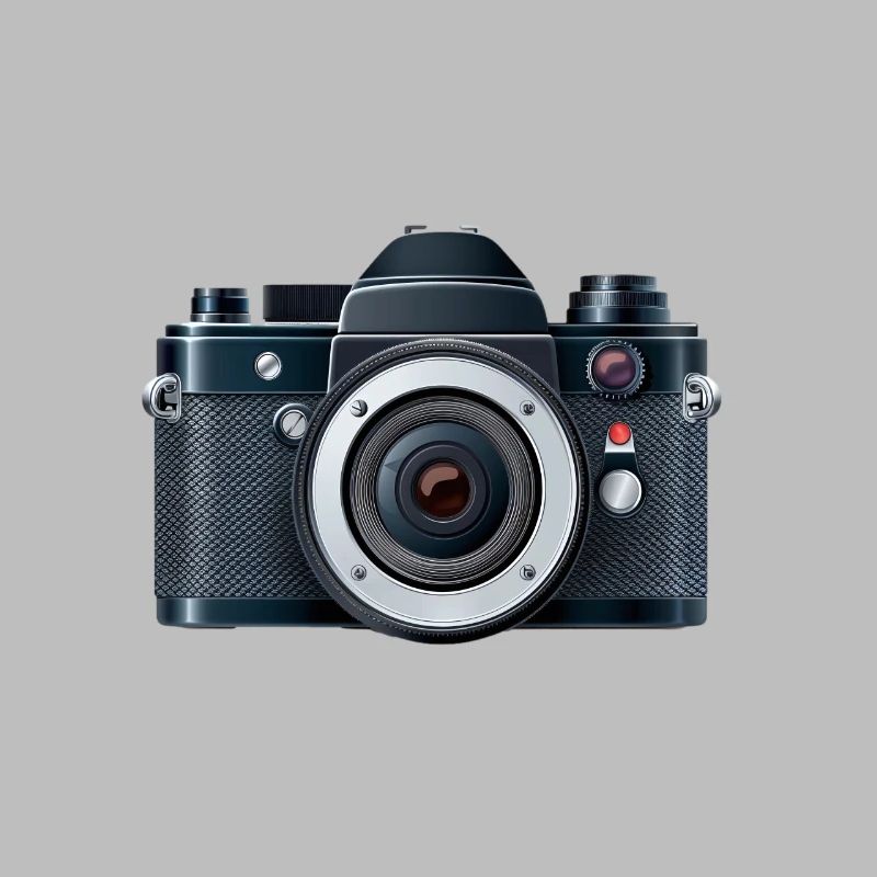 Digital camera with flash in a 2d illustration