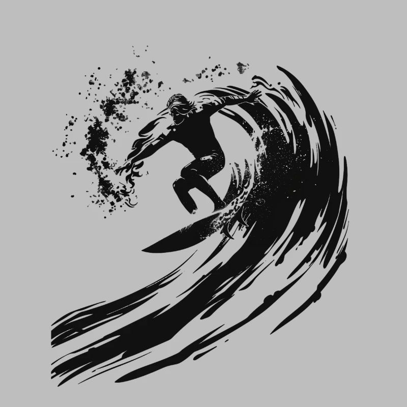 Surfer riding a huge wave in a 2