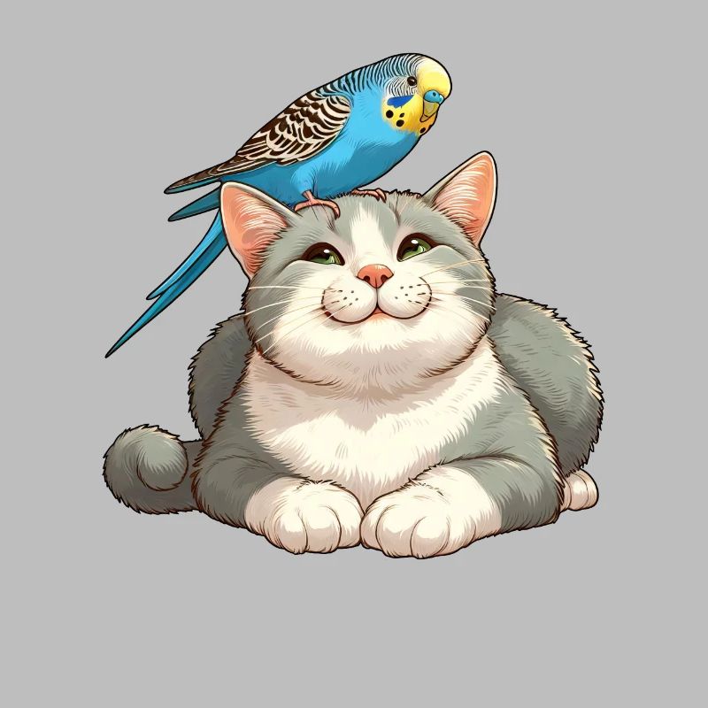 Mignon chat perruche amis