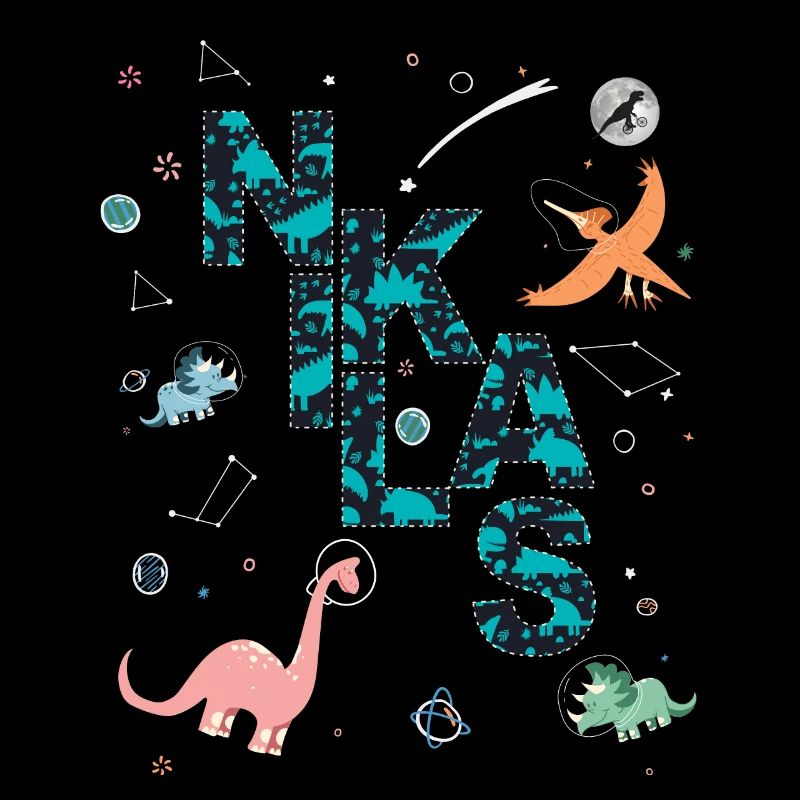 NIKLAS - Beautiful boy name with dinosaur