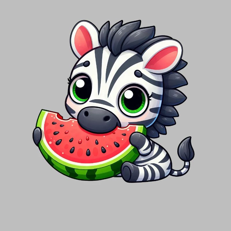 Zebra Melon Dessin Animé Pastèque Été