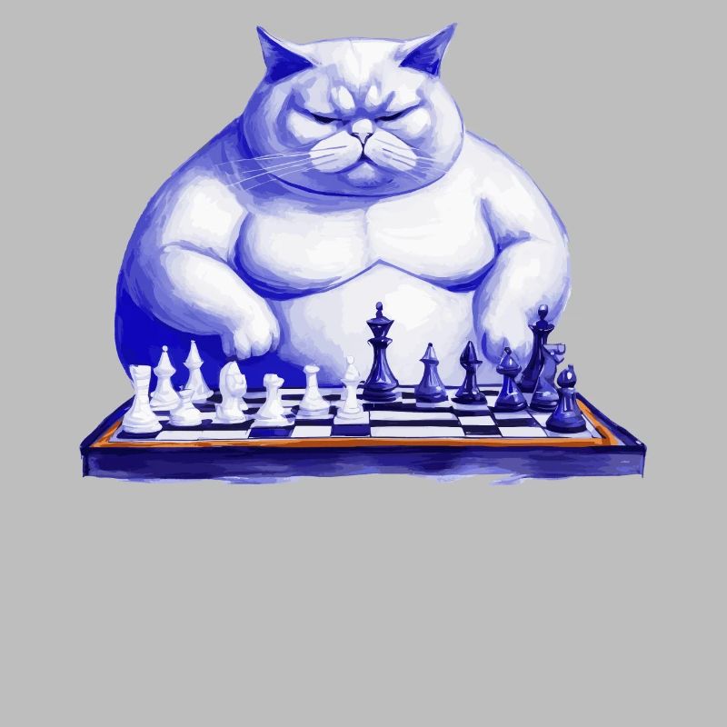Cat playing chess