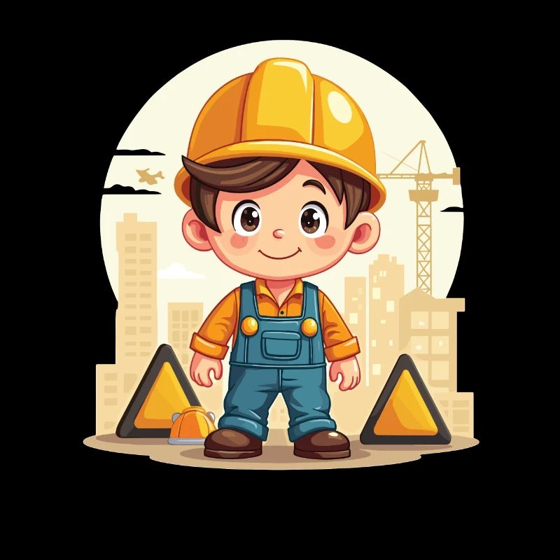 Construction Worker Design – Cute Motif for Kids