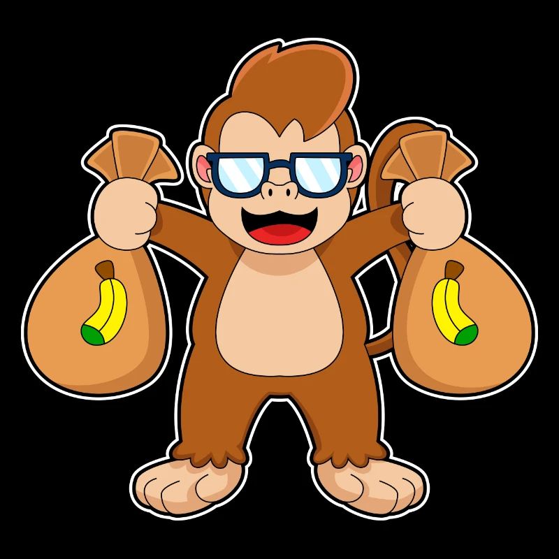 Affe Banane Geldsäcke