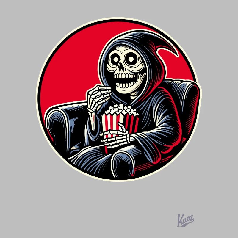 Cinéaste Grim Reaper avec pop-corn