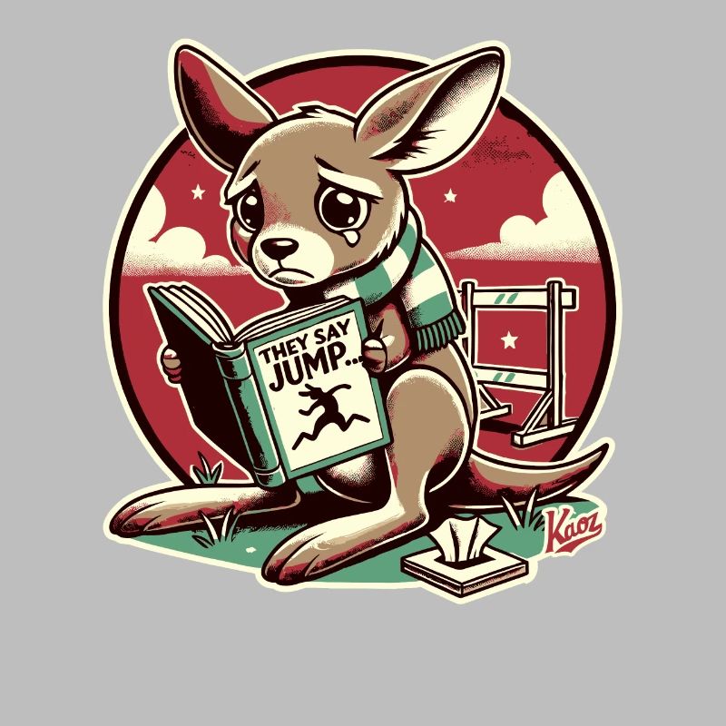 Trauriges Känguru liest ein Buch über Konformität