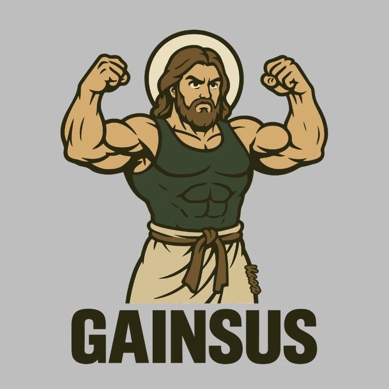 Muscular saint with bodybuilder pose