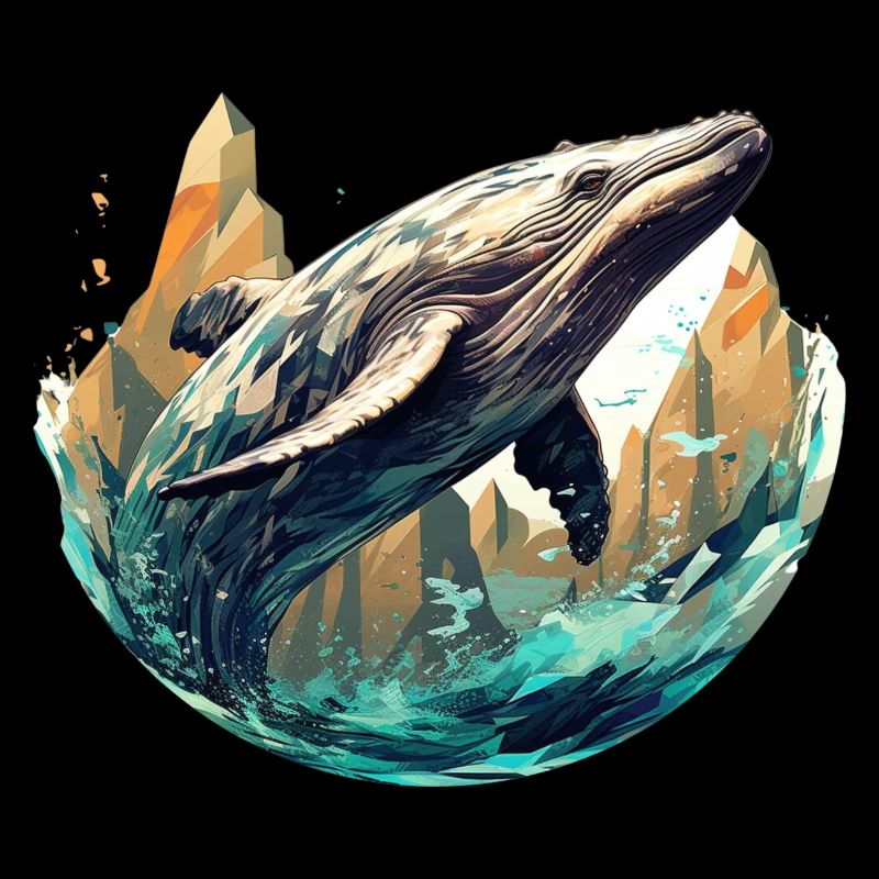 Baleine - élégant, moderne, abstrait - art de baleine