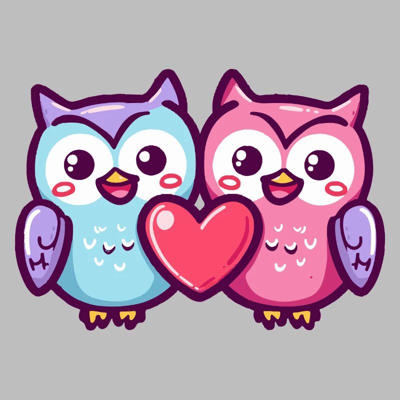 Eule Comic Paar Liebe
