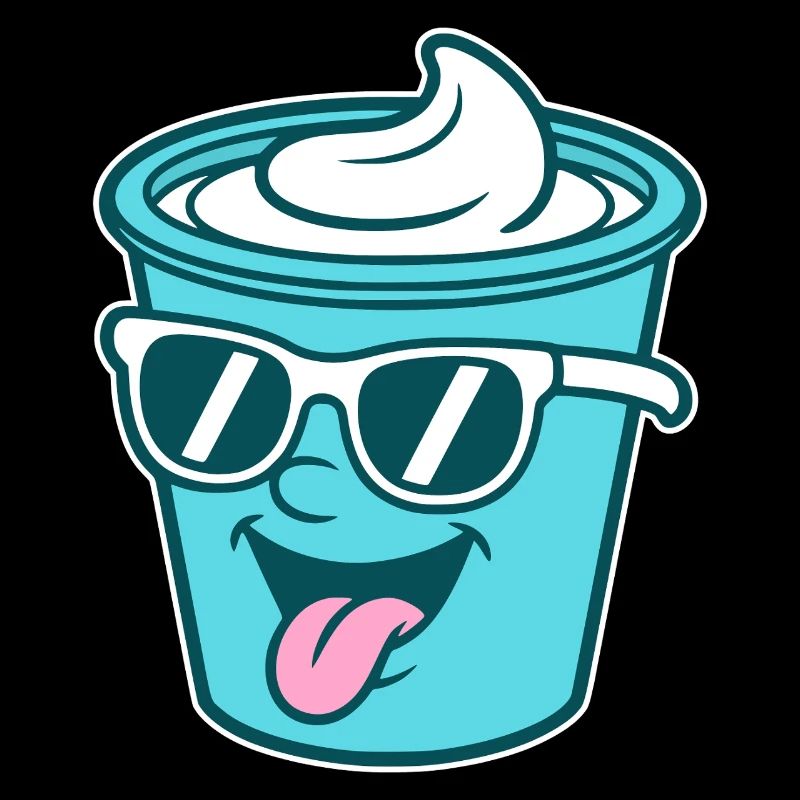 Crème Joghurt Sahne Eis - Becher mit Sonnenbrille