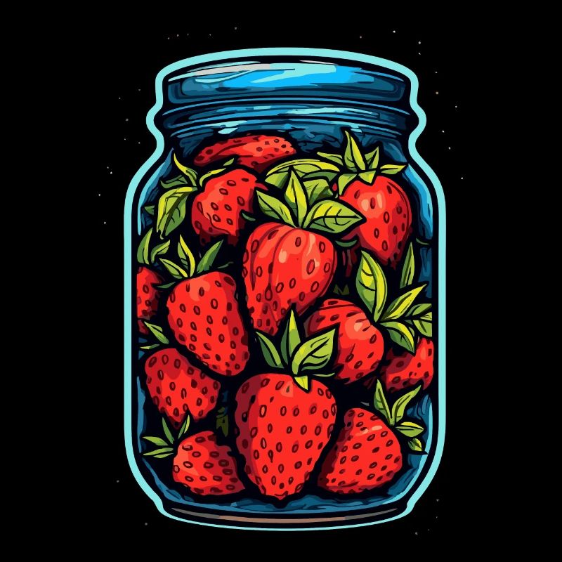 Glasgefäß mit Erdbeeren