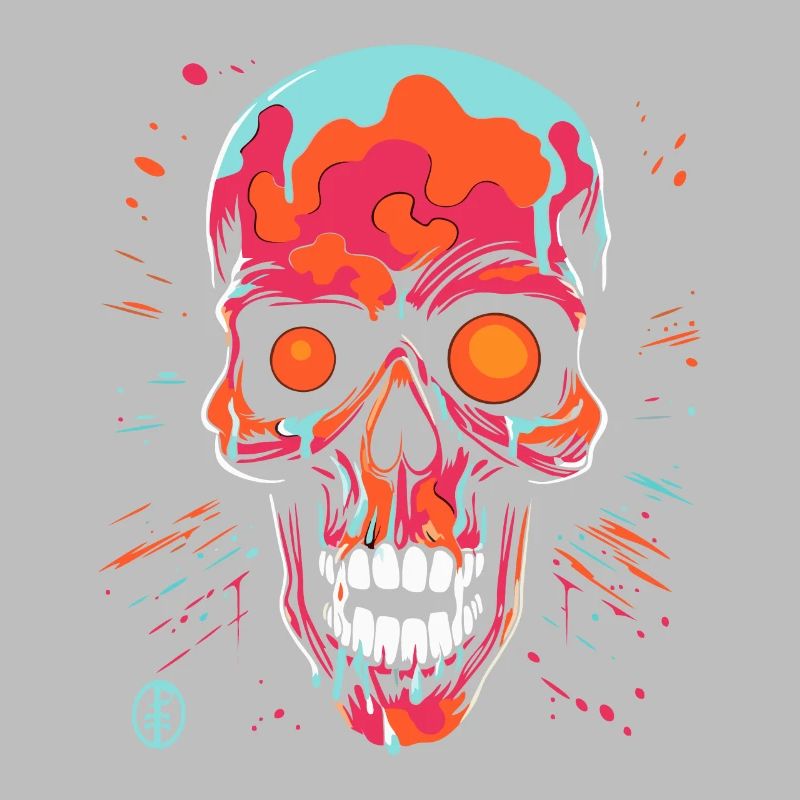 Dripping paint splashes and a skull
