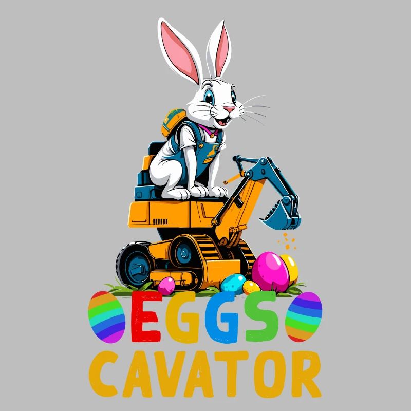 Funny Easter Saying Easter Bunny Excavator Driver