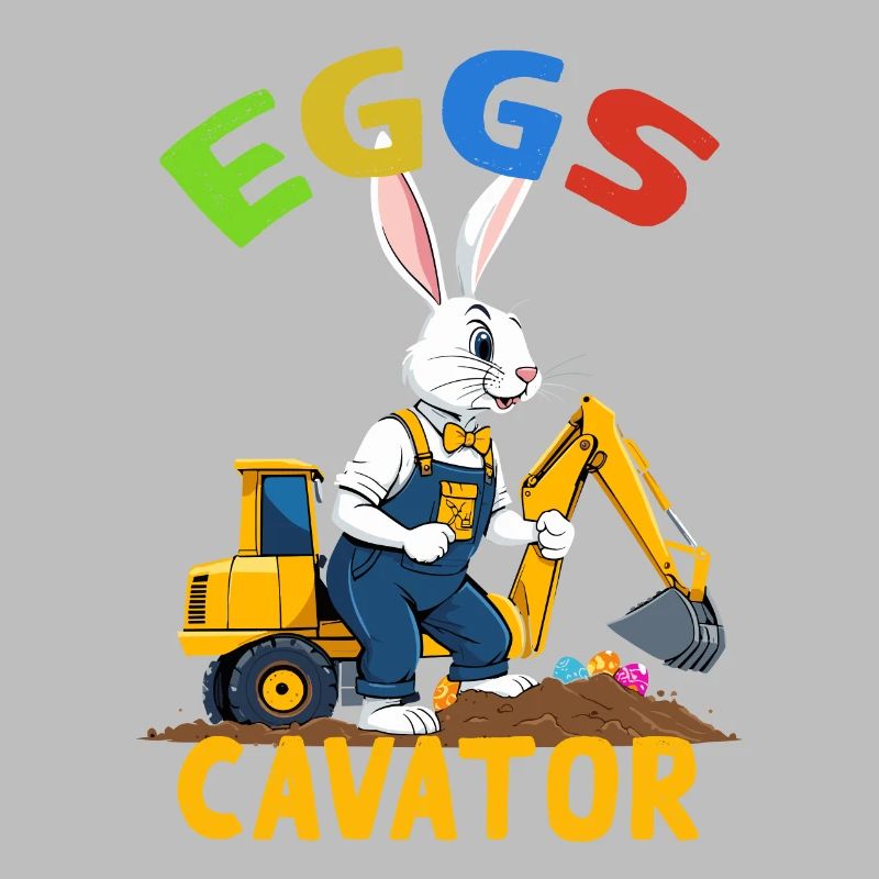Funny Easter Saying Easter Bunny Excavator Driver