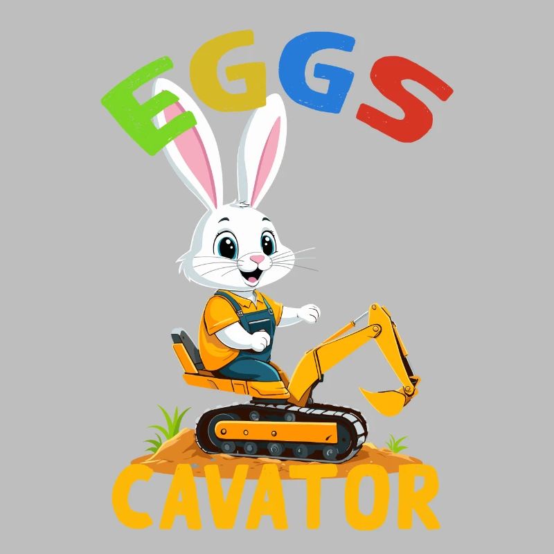 Funny Easter Saying Easter Bunny Excavator Driver