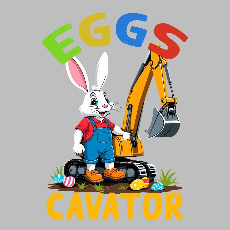 Funny Easter Saying Easter Bunny Excavator Driver