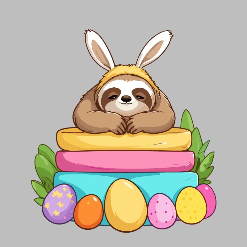 Funny Sloth Easter Bunny Iconic Easter