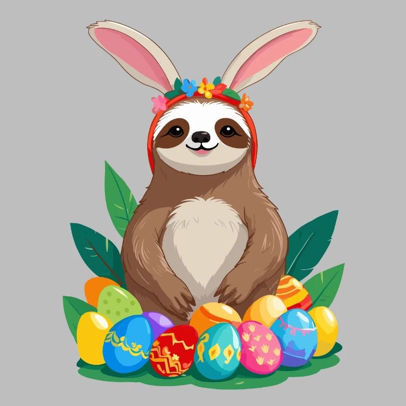 Funny Sloth Easter Bunny Iconic Easter