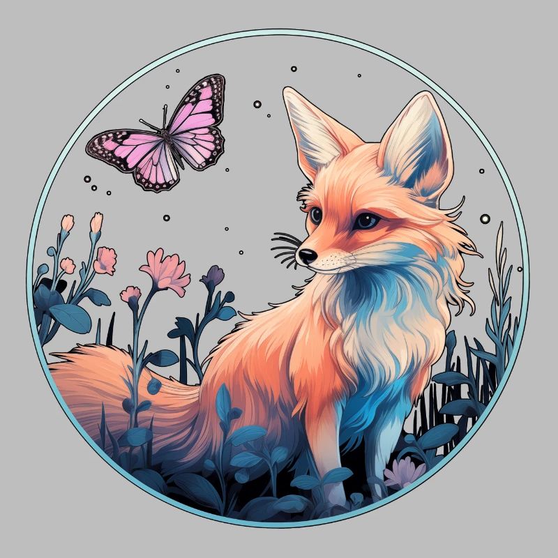 Fox with butterfly