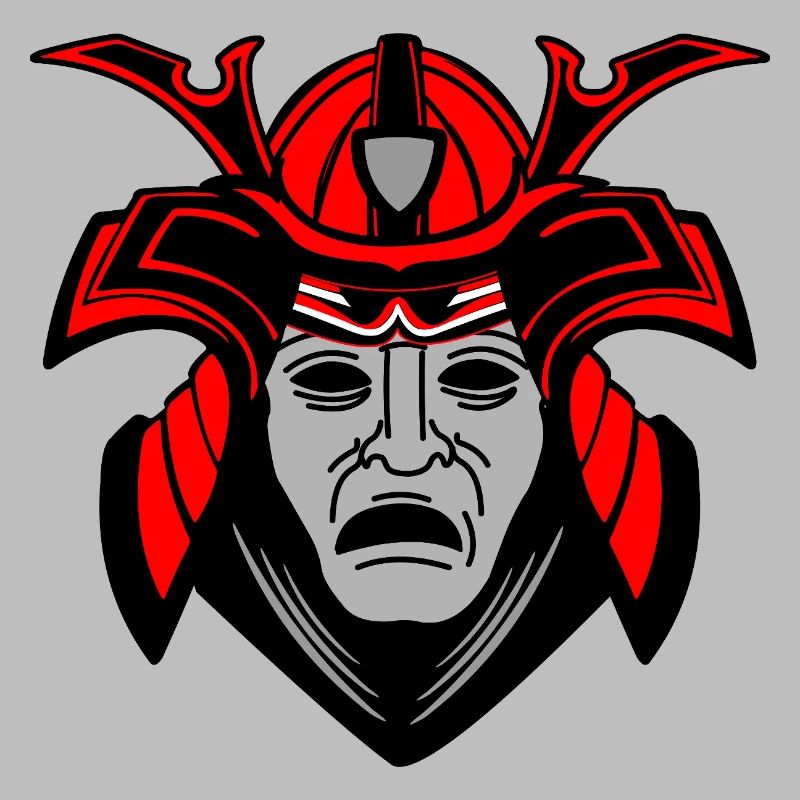 Düsteres Samurai-Gesicht mit Helm