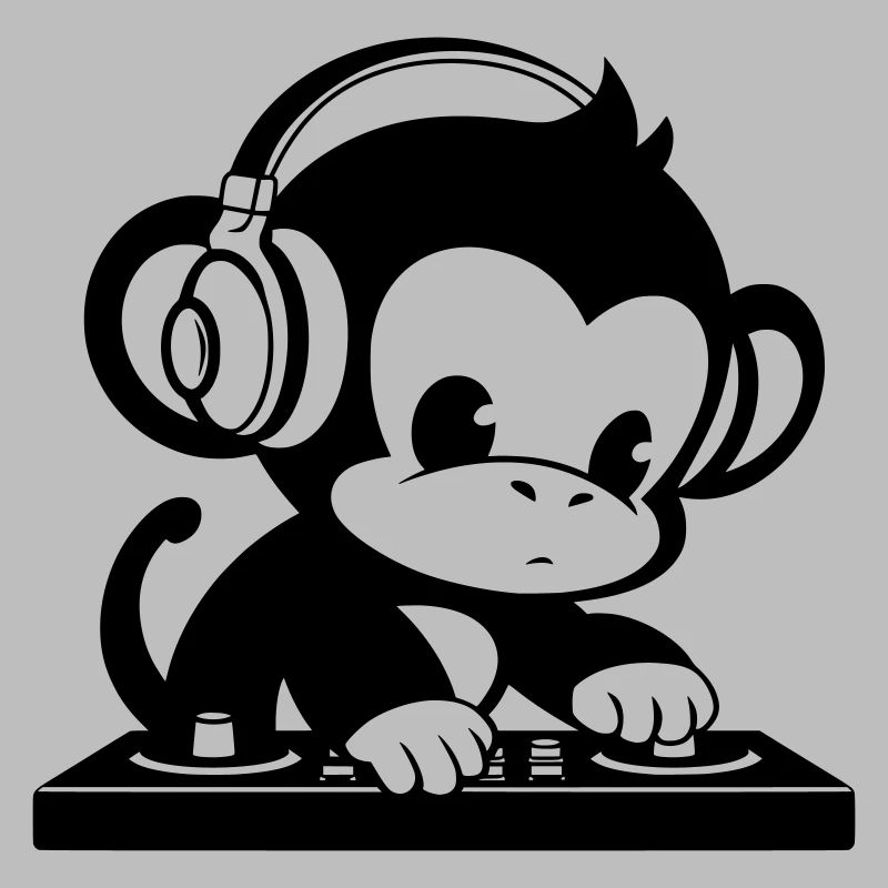 DJ monkey with headphones