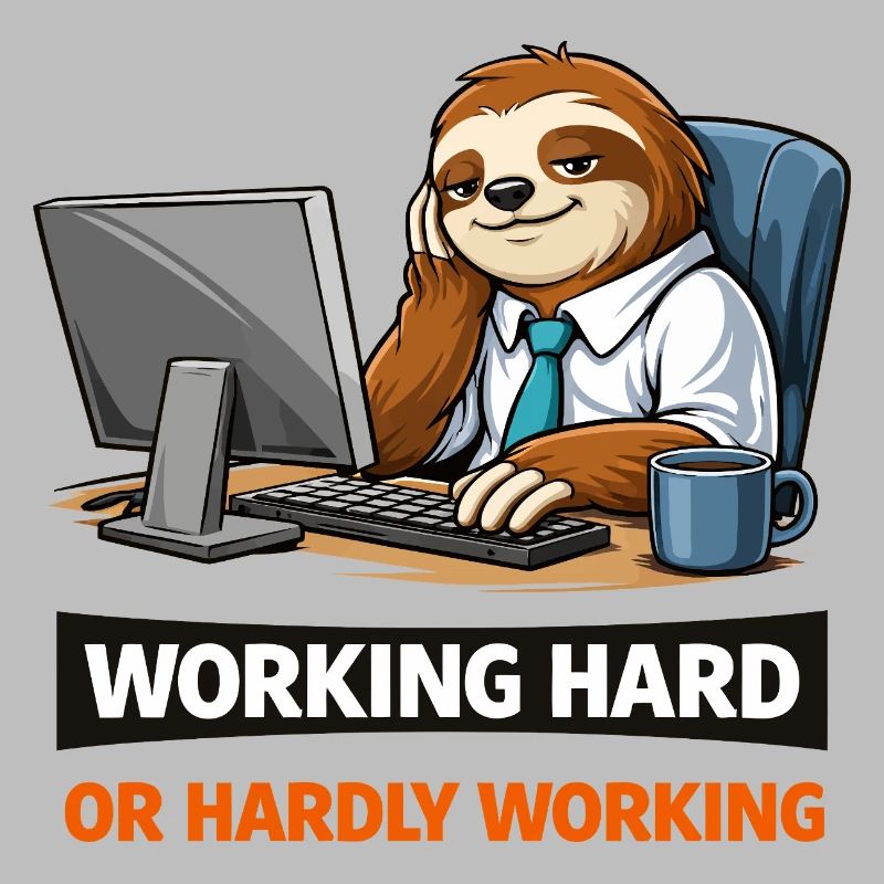 Sloth at Desk: Work Hard Meme