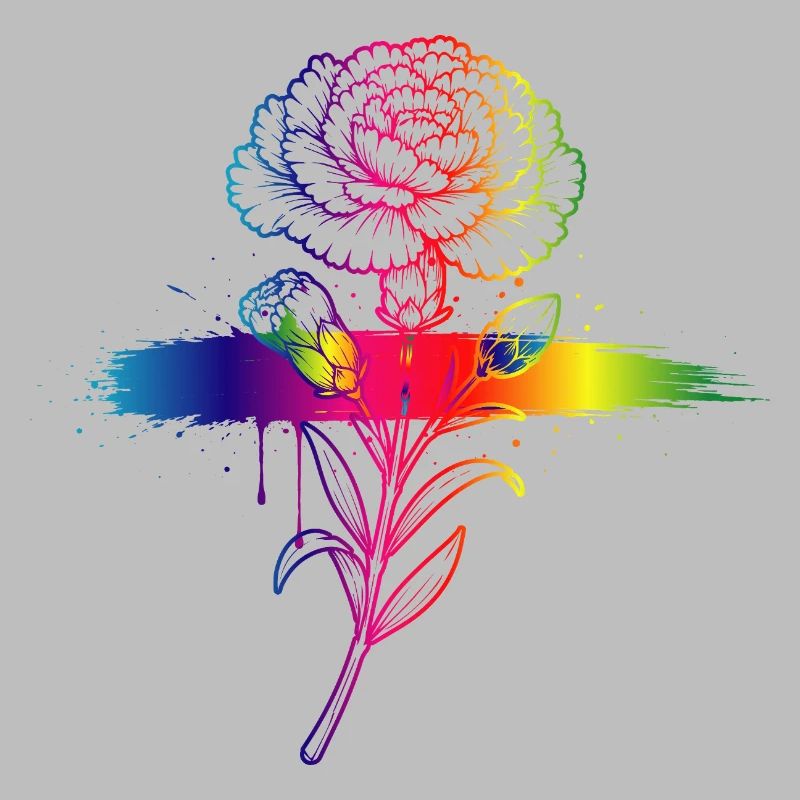 Rainbow Carnation Neon Gradient Art