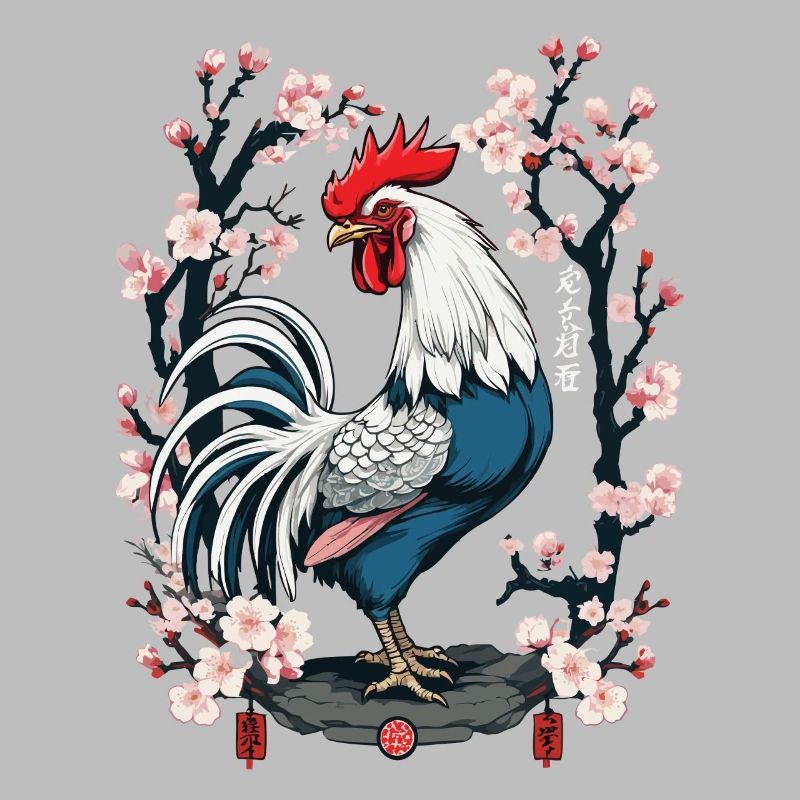 Conception esthétique de fleurs de cerisier de coq asiatique
