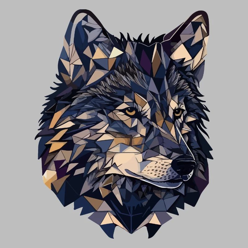 Stylized, geometric wolf