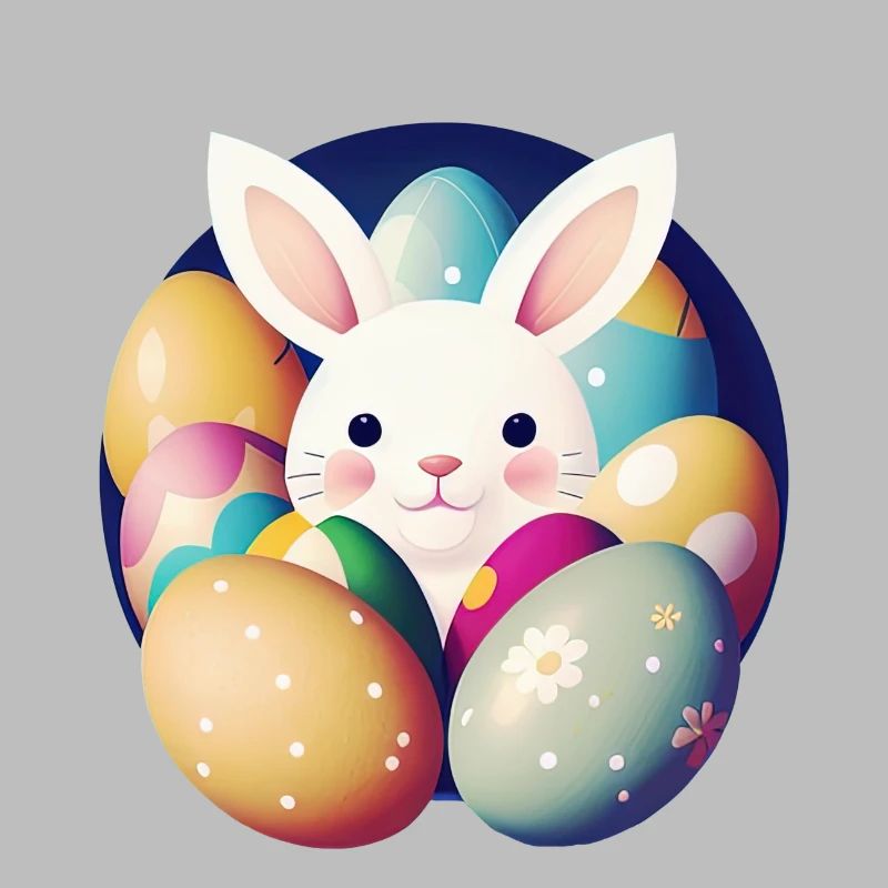Lapin de Pâques avec des œufs de Pâques