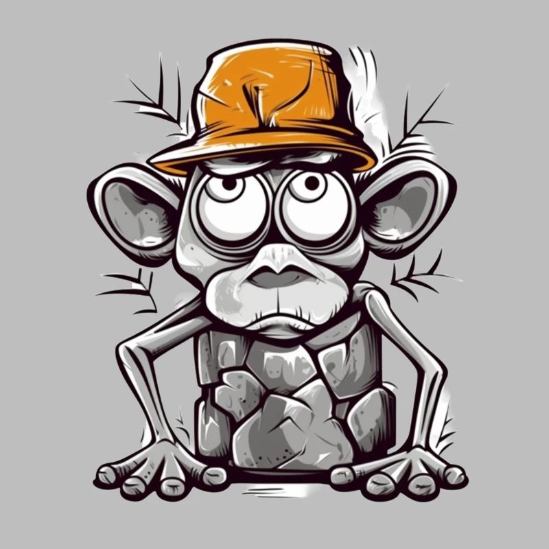Humorous monkey with cap illustration