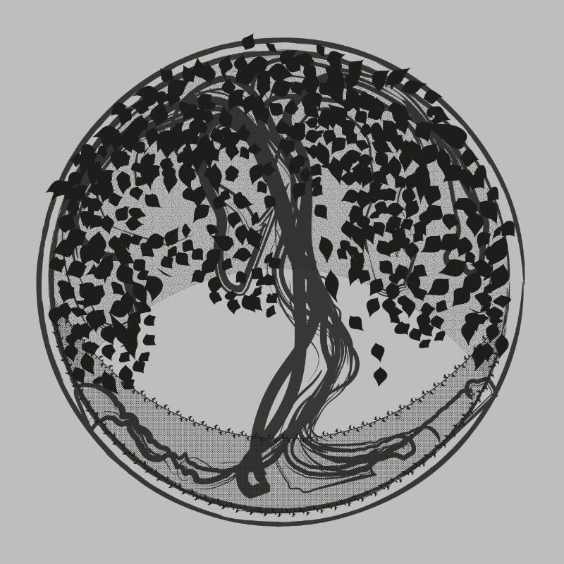 Dark Tree Circle Silhouette