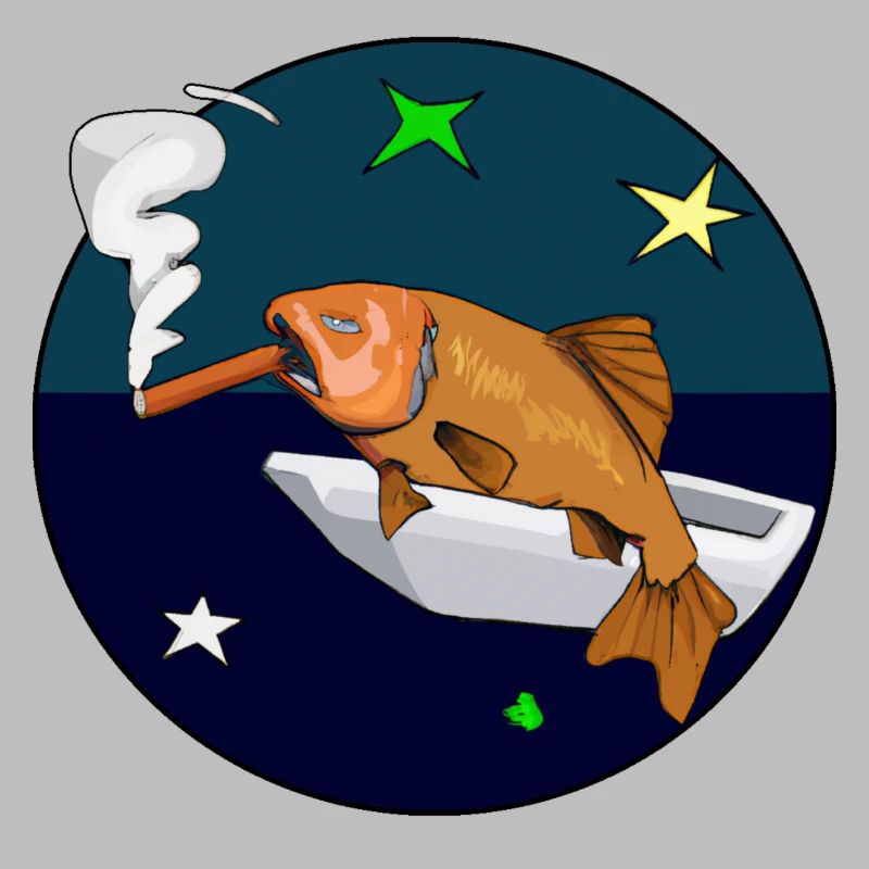 Poisson avec un cigare dans l’espace.