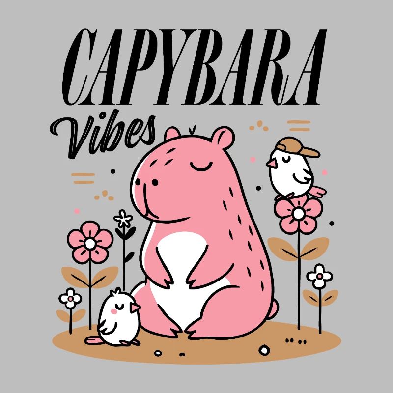 Relaxed capybara with friends