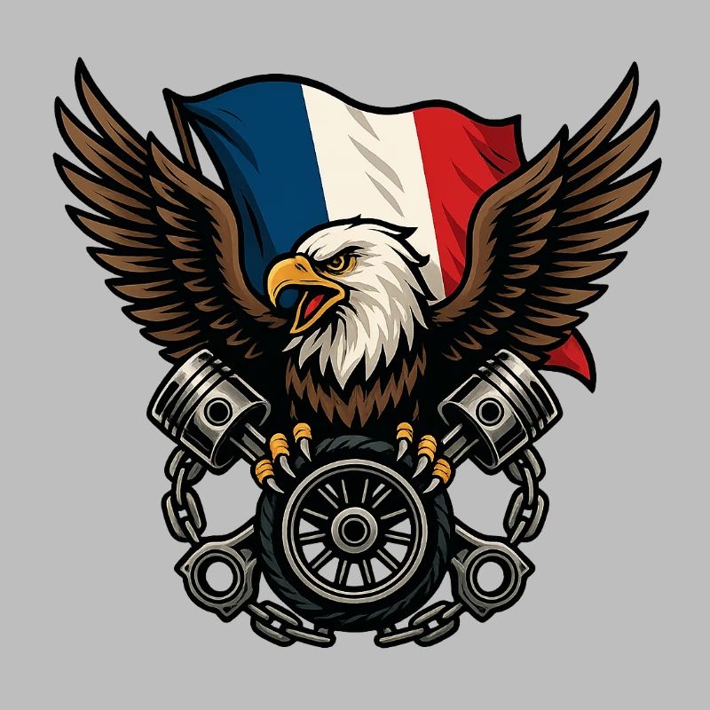French Eagle with Flag