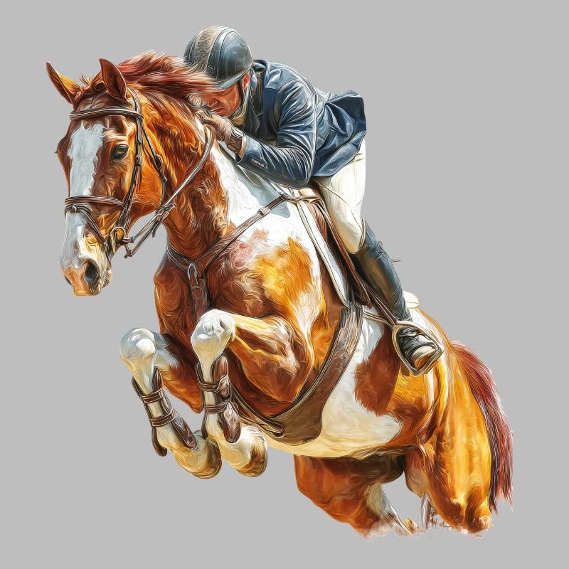 Galloping rider in leap