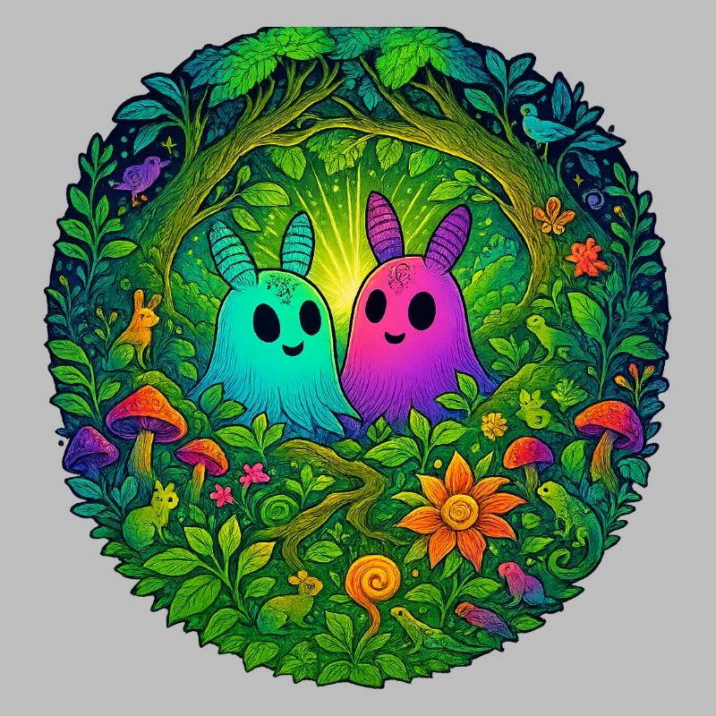 Glowing creatures in the enchanted forest