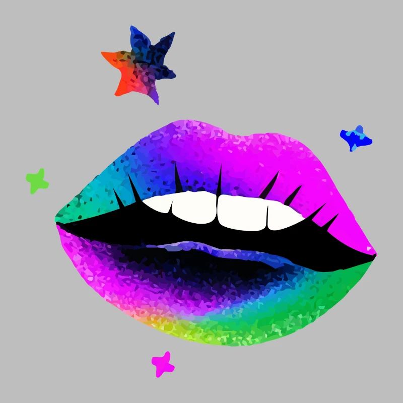 Rainbow Lips Pop Art Neon