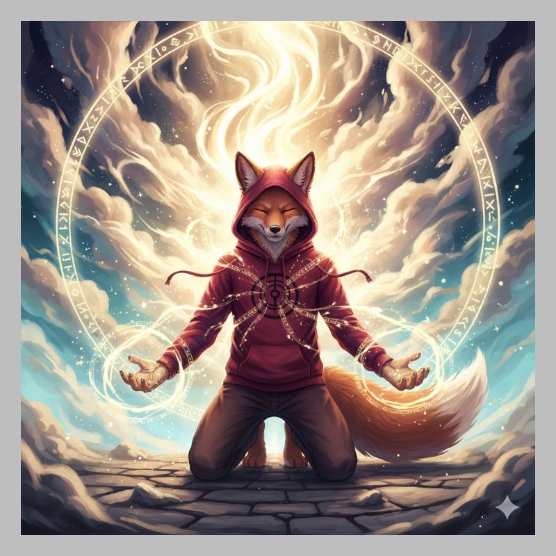 Fox in the Magic Circle Pullover Hoodie