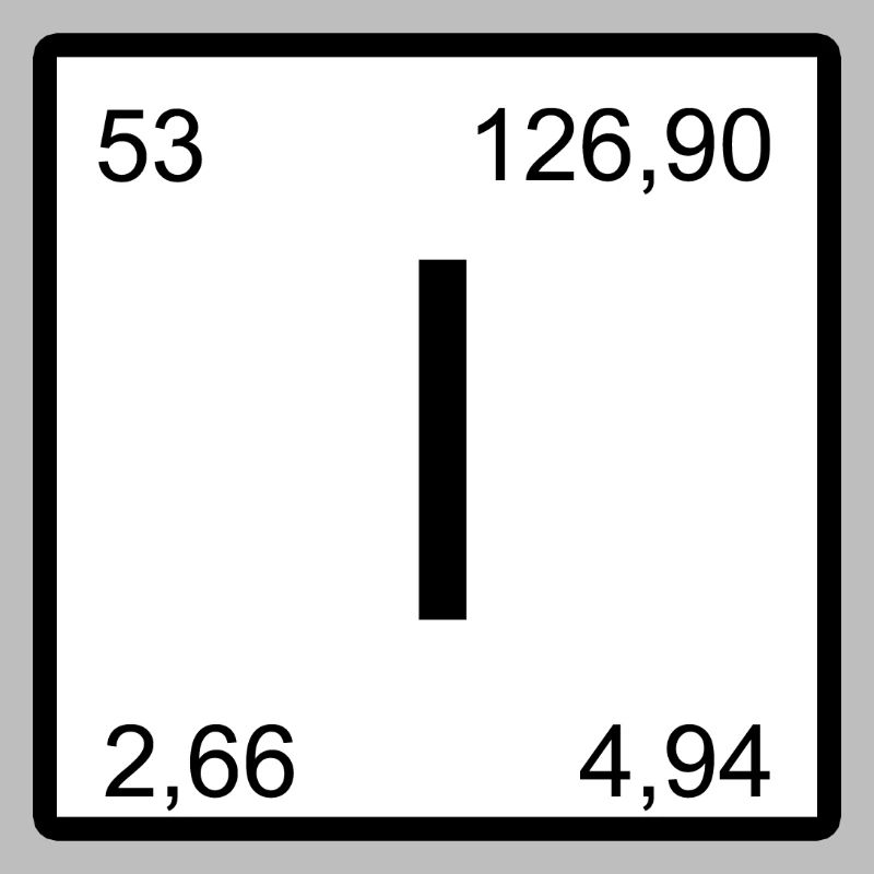 Élément d’iode Iode Symbole d’élément du tableau périodique