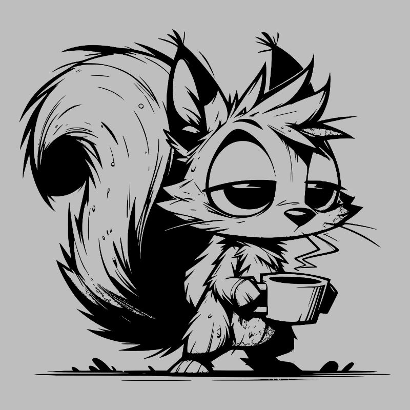 Ohne Kaffee kein Eichhörnchen bei der Arbeit